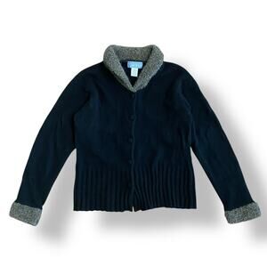Ciel Bleu Collared Button Up Wool Cardigan‎ Womens Size M Black Brown